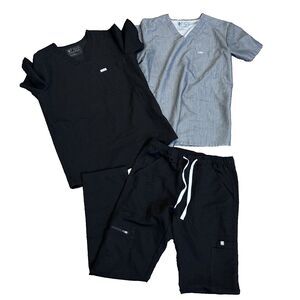 Figs Black and Gray Women's Scrub Set